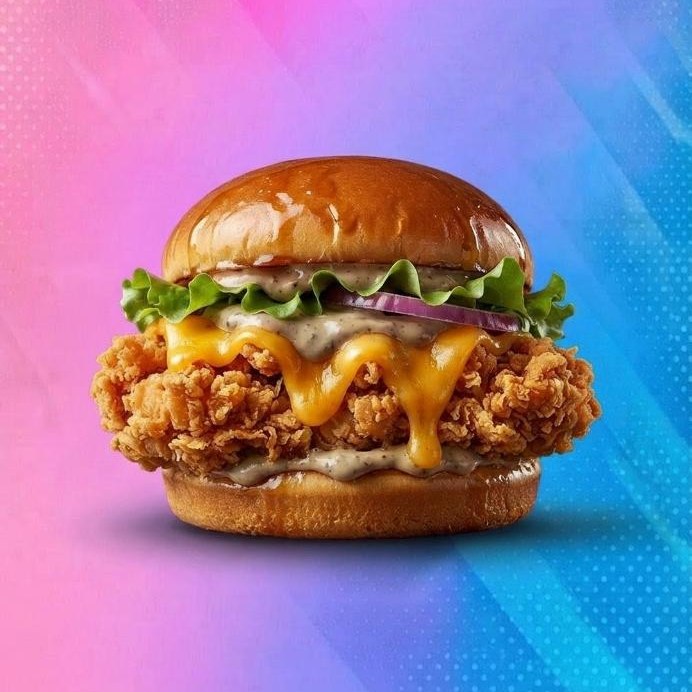 Krousty Burger chicken à Haubourdin — tenders, cheddar, sauce ranch, bun brioché