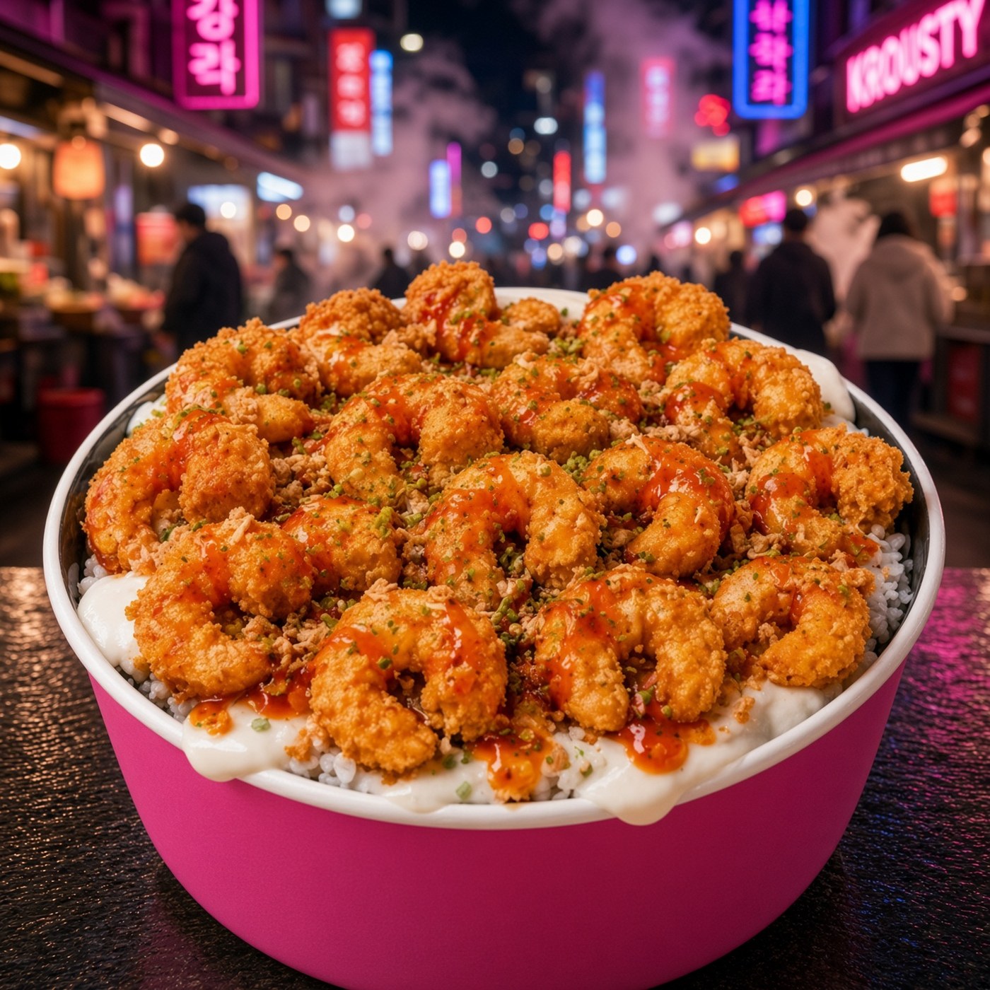 Krousty Crevettes — riz, crevettes croustillantes et sauce
