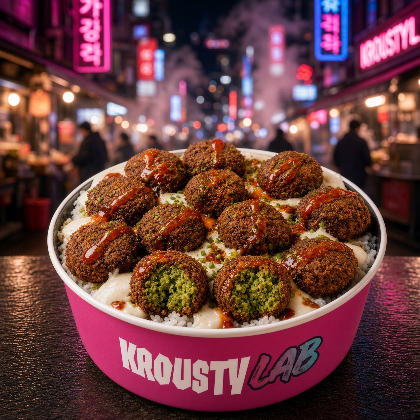 Krousty Falafel — riz, falafels et sauce